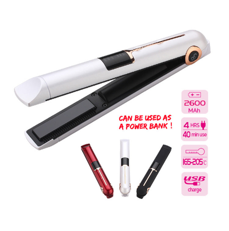 Wireless Hair Straightener with 3 Temperature Settings - Cordless Flat Iron and Curler 2-in-1
