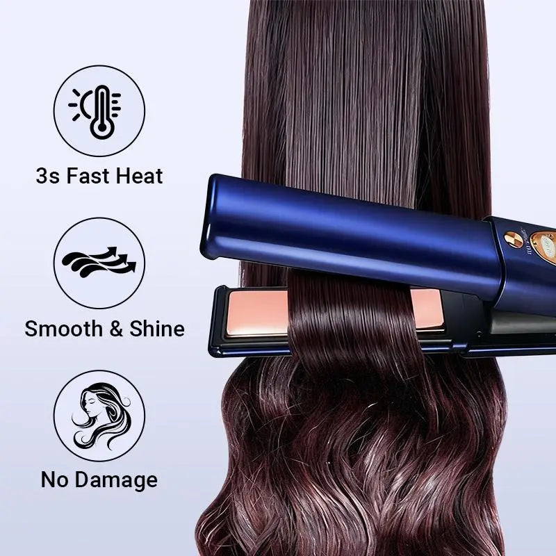 Premium 2-in-1 Cordless Flat Iron & Curler - Titanium Plates, 5000mAh, 210°C