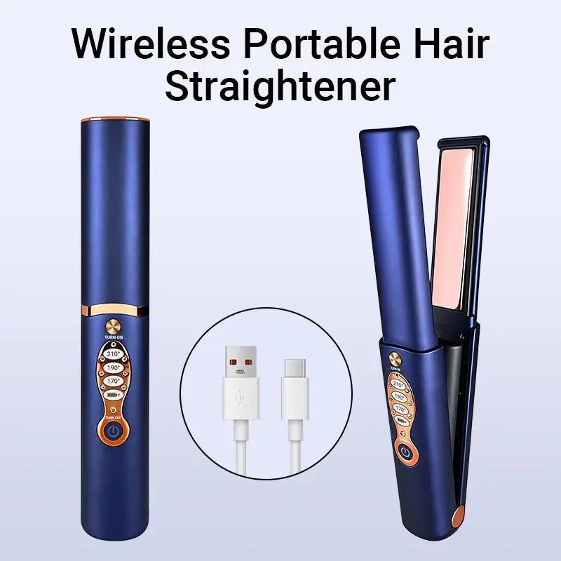 Premium 2-in-1 Cordless Flat Iron & Curler - Titanium Plates, 5000mAh, 210°C